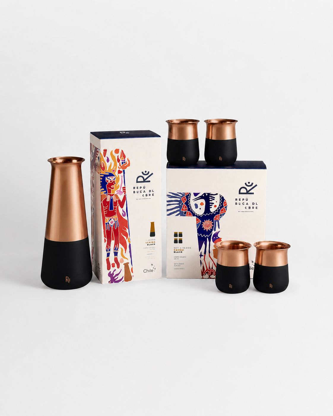 Pack 4 Vasos Cachai Black + Jarro Llaima Black