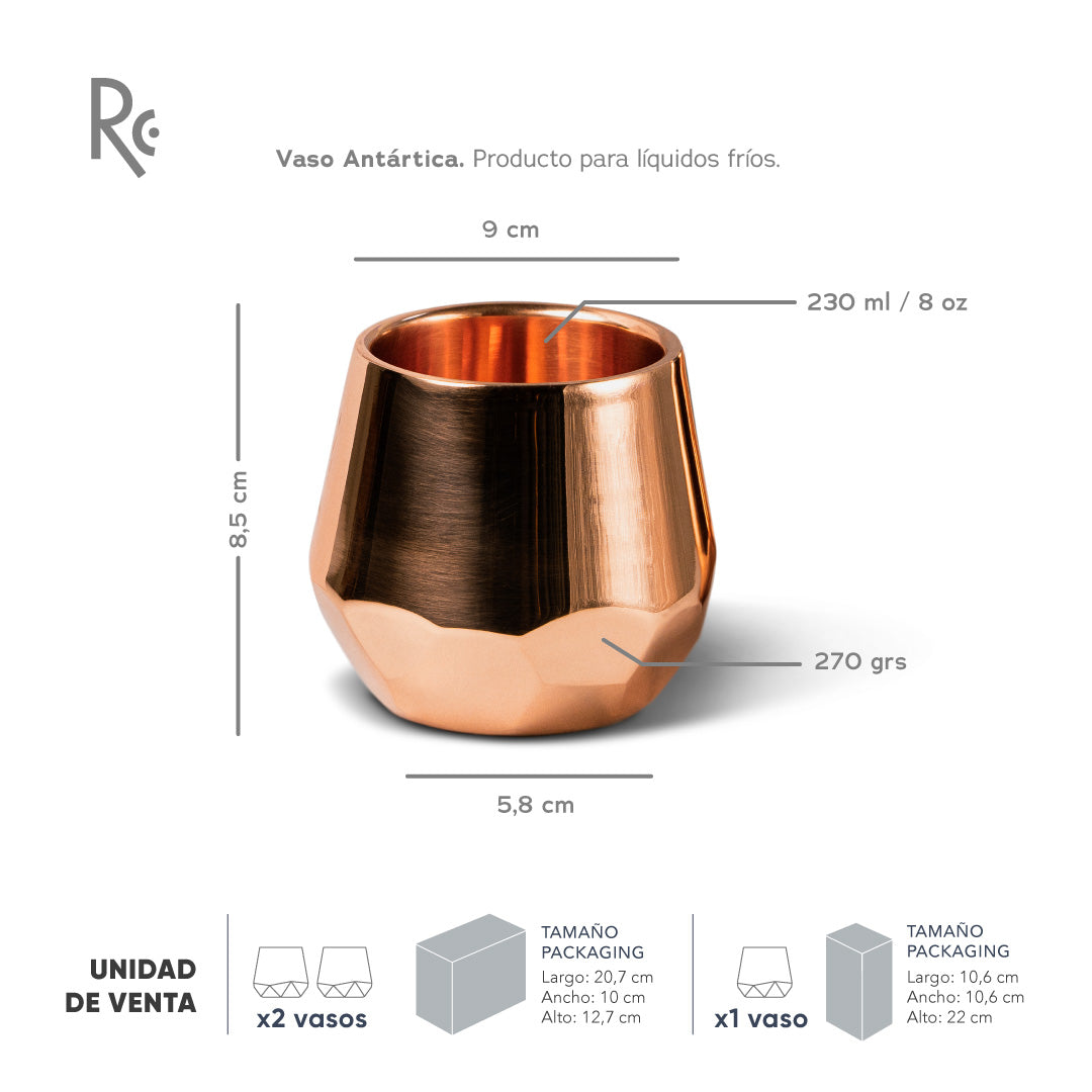 Vaso cobre antartica especificaciones
