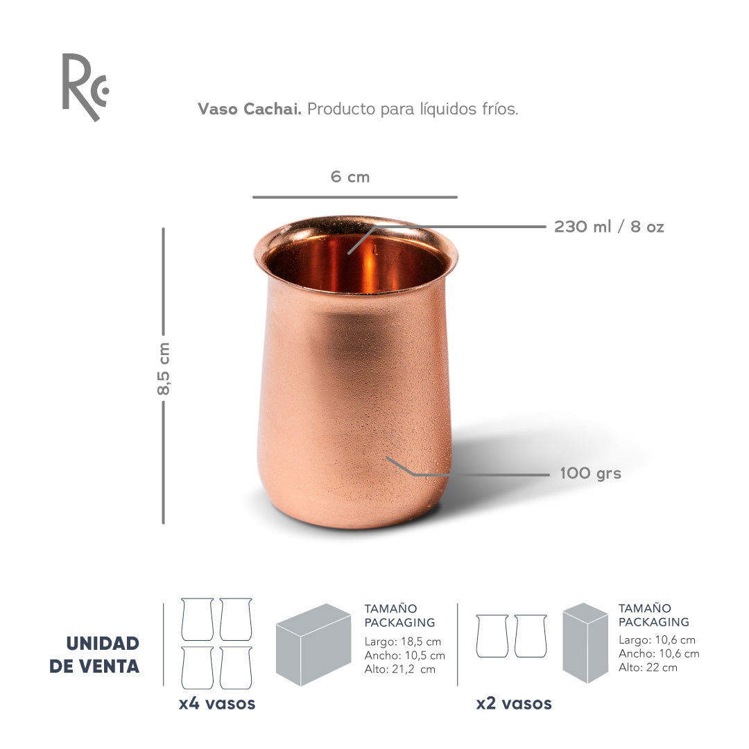 Vaso cobre cachai especificaciones