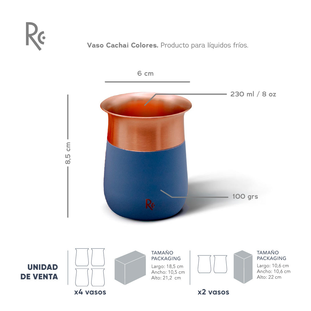 Vaso cobre color especificaciones