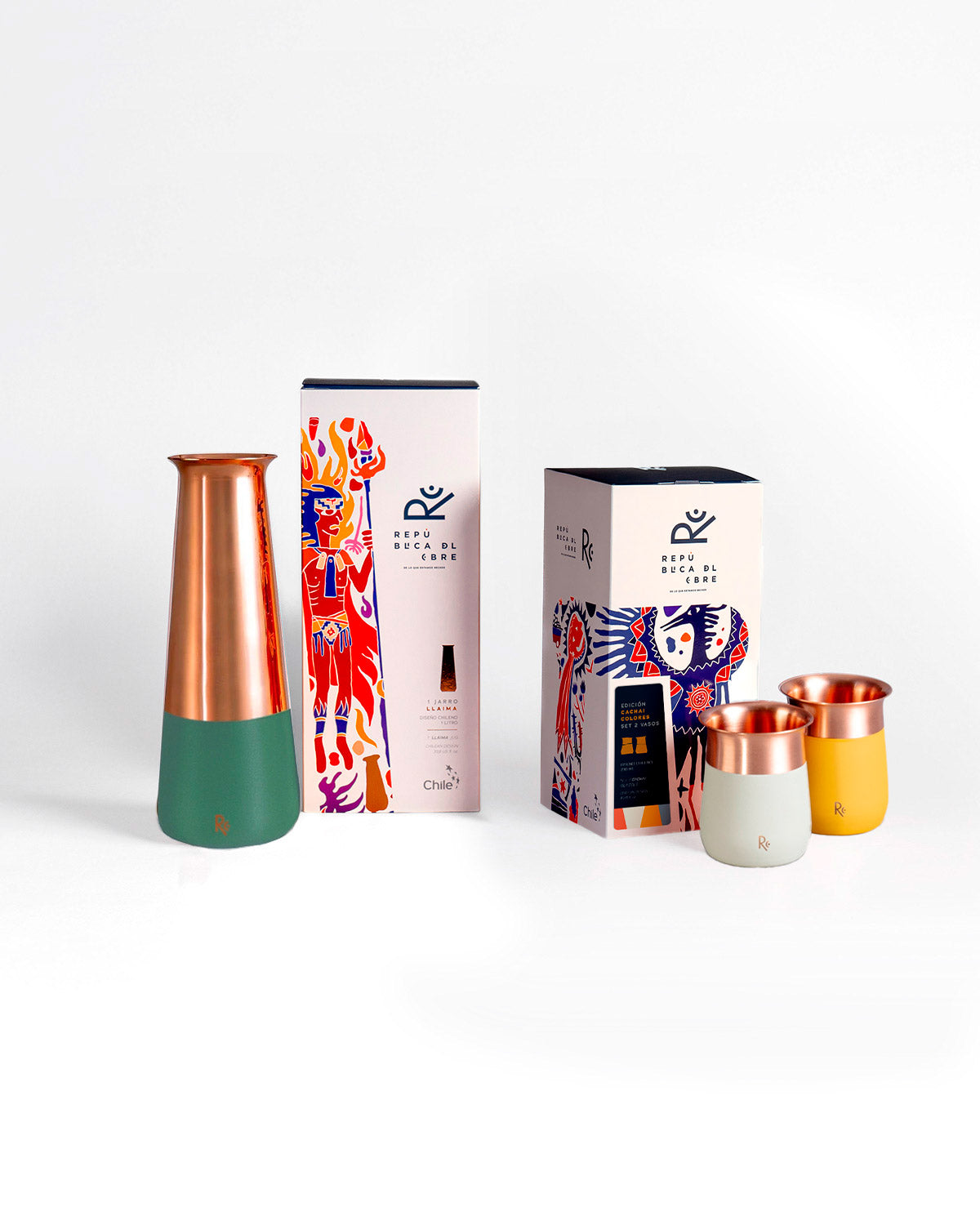 Pack 2 Vasos Cachai Colores - + Jarro Llaima Color