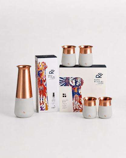 Pack 4 Vasos Cachai White + Jarro Llaima White