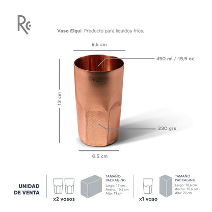 Vaso cobre elqui especificaciones